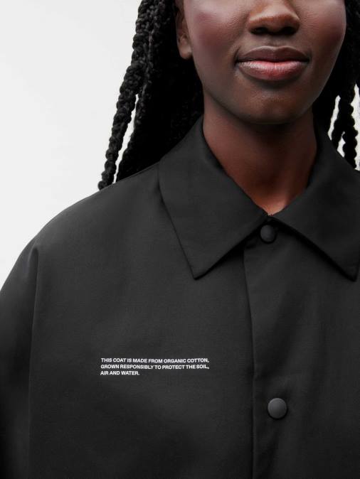 mujer gabardina de algodón orgánico Pangaia negro ropa TDTH468