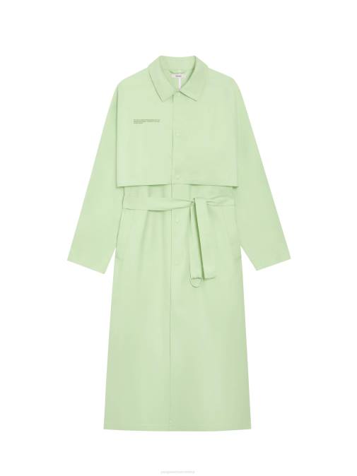 mujer gabardina de algodón orgánico Pangaia pistacho ropa TDTH488