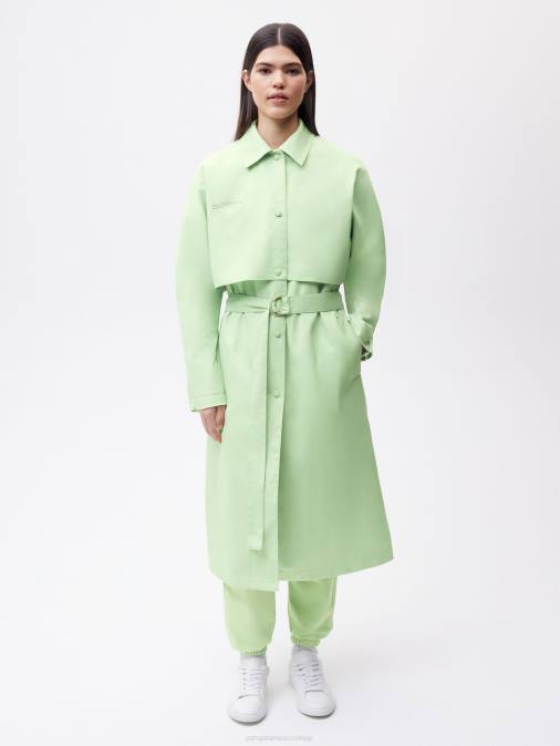 mujer gabardina de algodón orgánico Pangaia pistacho ropa TDTH488