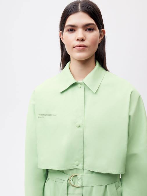 mujer gabardina de algodón orgánico Pangaia pistacho ropa TDTH488