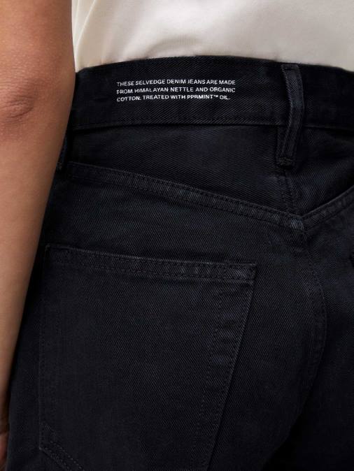 mujer jeans de tiro alto con ortiga Pangaia negro ropa TDTH377
