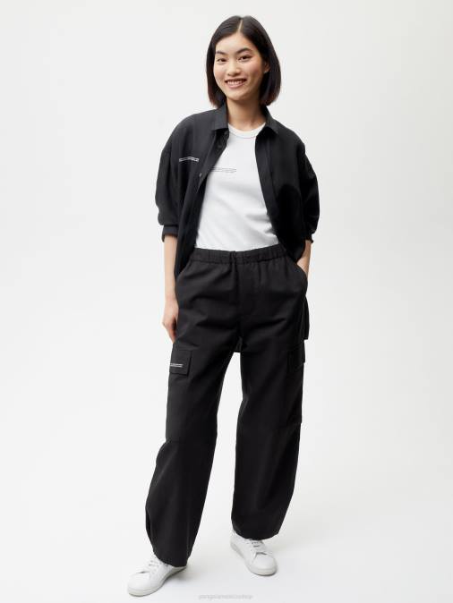 mujer pantalones cargo de mezcla de algodón orgánico Pangaia negro ropa TDTH374