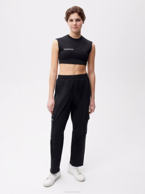 mujer pantalones cargo de punto de algodón reciclado Pangaia negro ropa TDTH337
