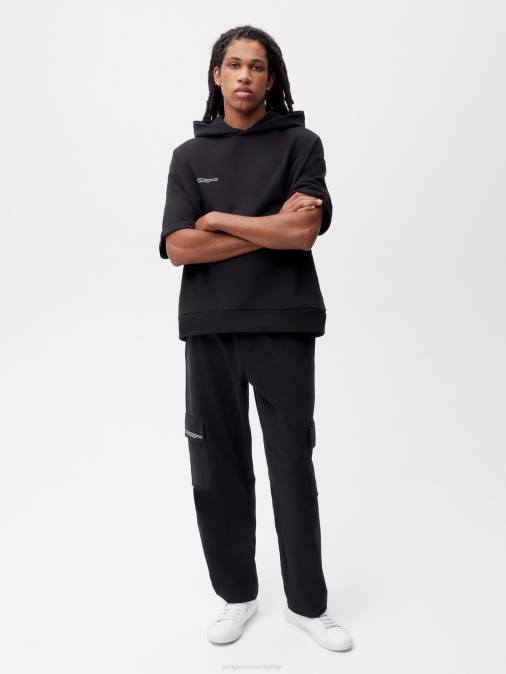 mujer pantalones cargo de punto de algodón reciclado Pangaia negro ropa TDTH337