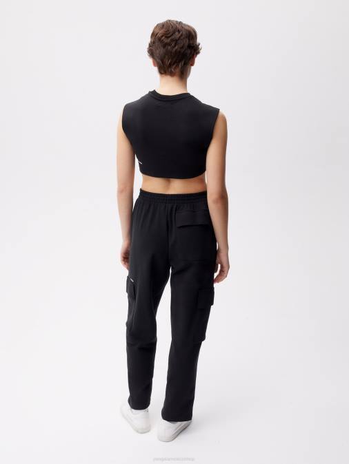 mujer pantalones cargo de punto de algodón reciclado Pangaia negro ropa TDTH337