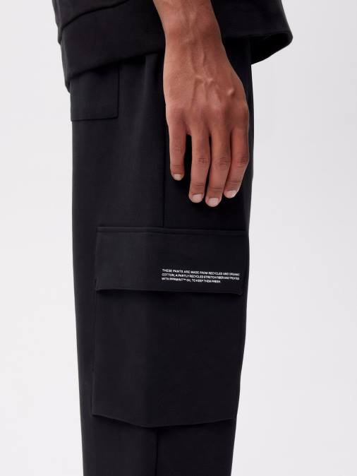 mujer pantalones cargo de punto de algodón reciclado Pangaia negro ropa TDTH337