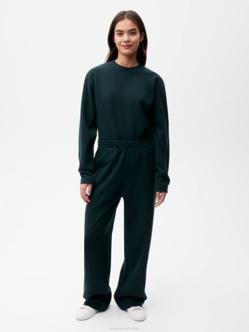 mujer pantalones de chándal de pierna ancha de jersey de lana reciclada Pangaia follaje verde ropa TDTH355