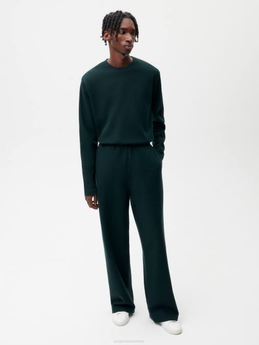 mujer pantalones de chándal de pierna ancha de jersey de lana reciclada Pangaia follaje verde ropa TDTH355