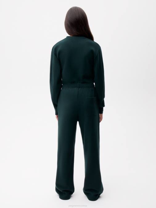 mujer pantalones de chándal de pierna ancha de jersey de lana reciclada Pangaia follaje verde ropa TDTH355