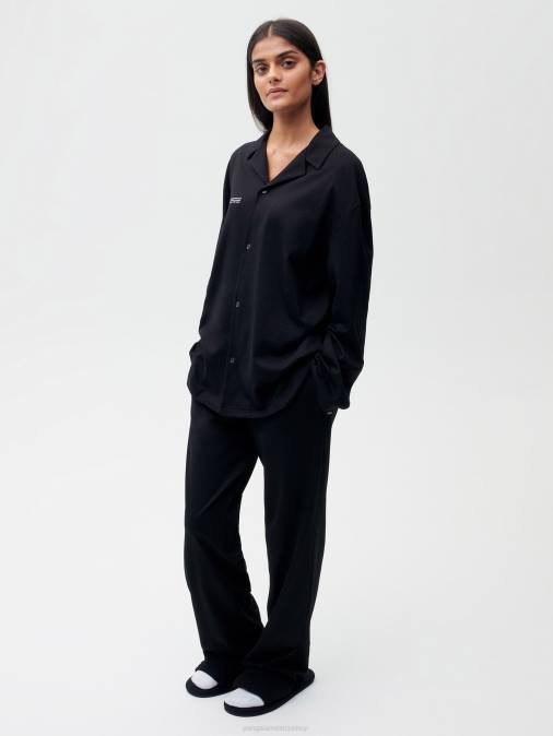 mujer pantalones de chándal de pijama de algodón orgánico con fibra c Pangaia negro ropa TDTH429