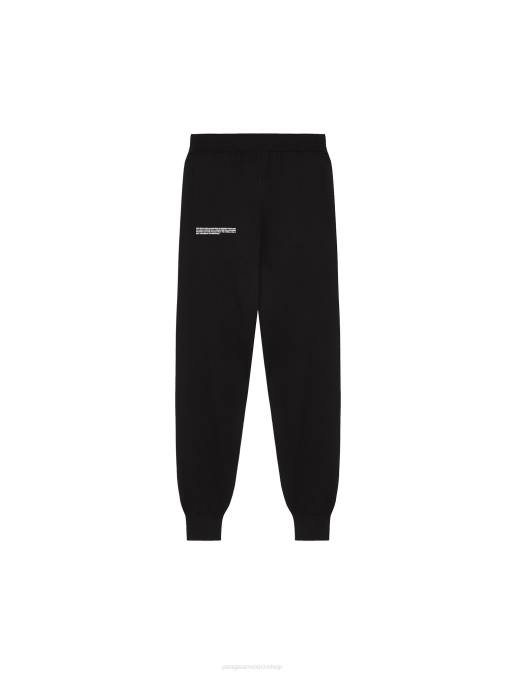 mujer pantalones de chándal de punto de algodón orgánico Pangaia negro ropa TDTH336