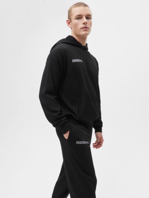 mujer pantalones de chándal de punto de algodón orgánico Pangaia negro ropa TDTH336