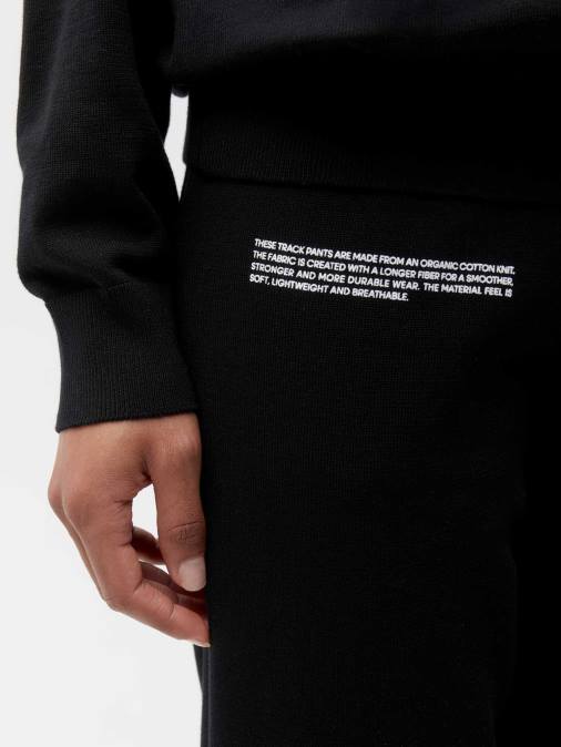 mujer pantalones de chándal de punto de algodón orgánico Pangaia negro ropa TDTH336