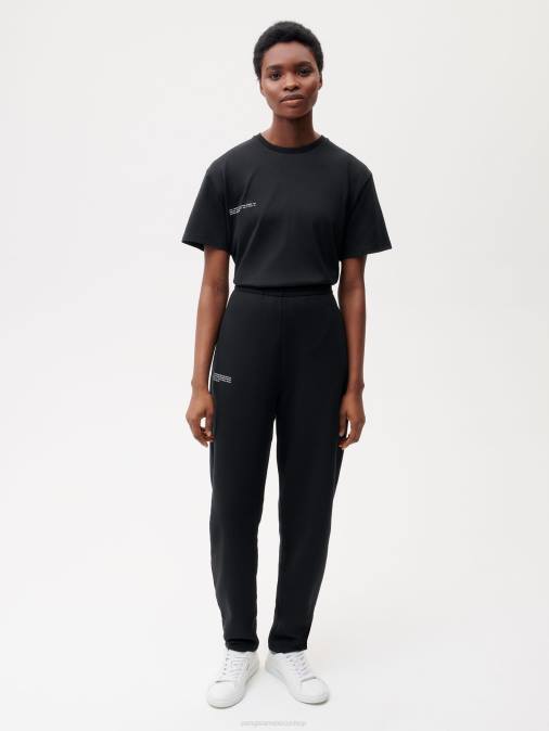 mujer pantalones de chándal tapered de algodón reciclado Pangaia negro ropa TDTH345