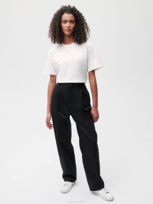 mujer pantalones de vestir de algodón orgánico Pangaia negro ropa TDTH376