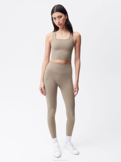 mujer top sin mangas de canalé Pangaia gris pardo ropa TDTH179