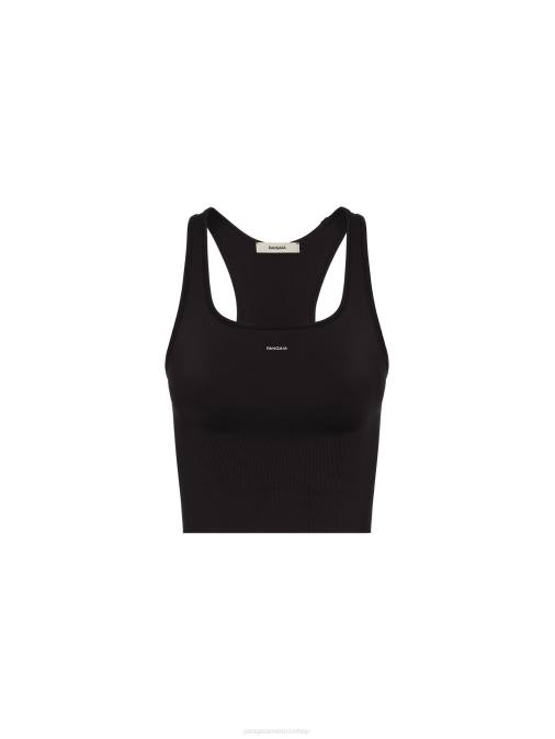 mujer top sin mangas de canalé Pangaia negro ropa TDTH128