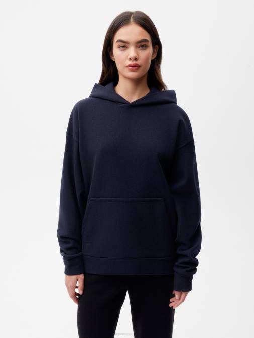 mujer Sudadera con capucha de jersey de lana reciclada - azul marino oscuro Pangaia Azul marino ropa TDTH60