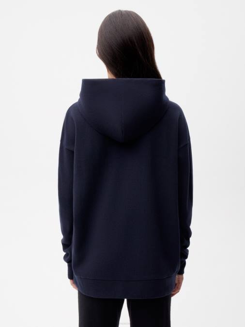 mujer Sudadera con capucha de jersey de lana reciclada - azul marino oscuro Pangaia Azul marino ropa TDTH60