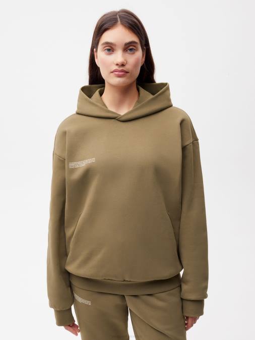 mujer en conversión sudadera con capucha de algodón Pangaia marrón carbón ropa TDTH49