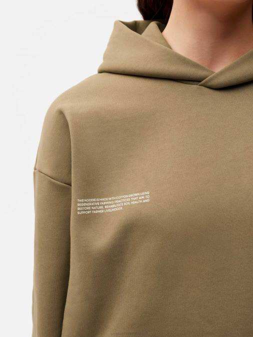 mujer en conversión sudadera con capucha de algodón Pangaia marrón carbón ropa TDTH49