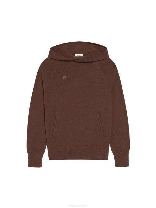 mujer sudadera con capucha de cachemira reciclada Pangaia Castaño ropa TDTH45