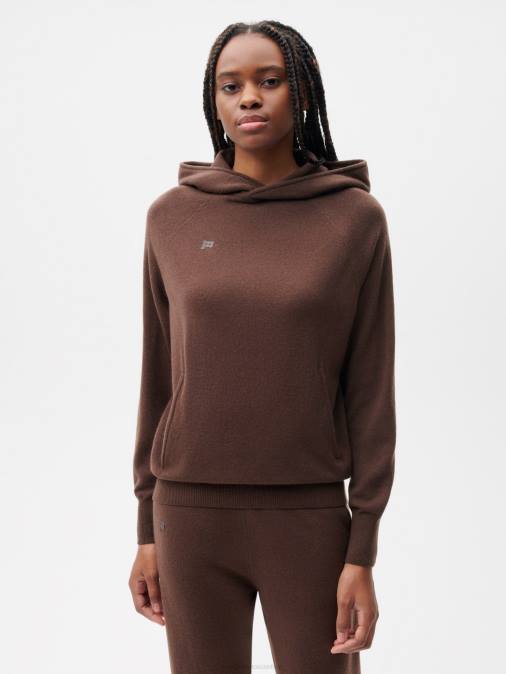 mujer sudadera con capucha de cachemira reciclada Pangaia Castaño ropa TDTH45