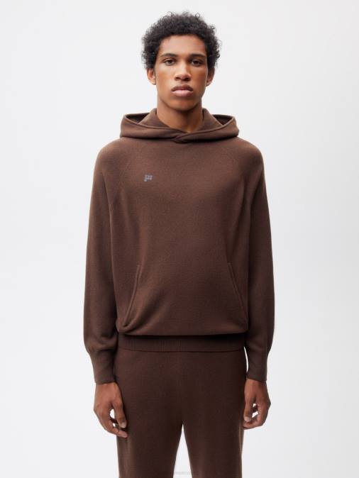 mujer sudadera con capucha de cachemira reciclada Pangaia Castaño ropa TDTH45