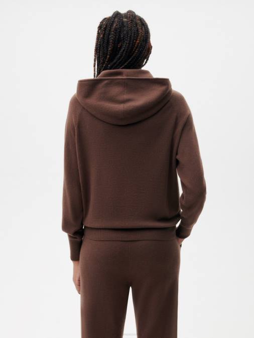 mujer sudadera con capucha de cachemira reciclada Pangaia Castaño ropa TDTH45