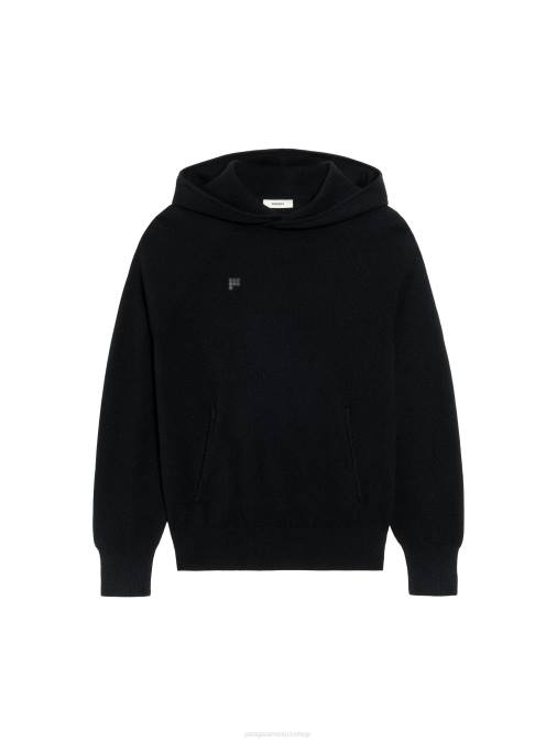 mujer sudadera con capucha de cachemira reciclada Pangaia negro ropa TDTH42