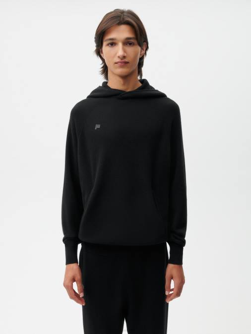 mujer sudadera con capucha de cachemira reciclada Pangaia negro ropa TDTH42