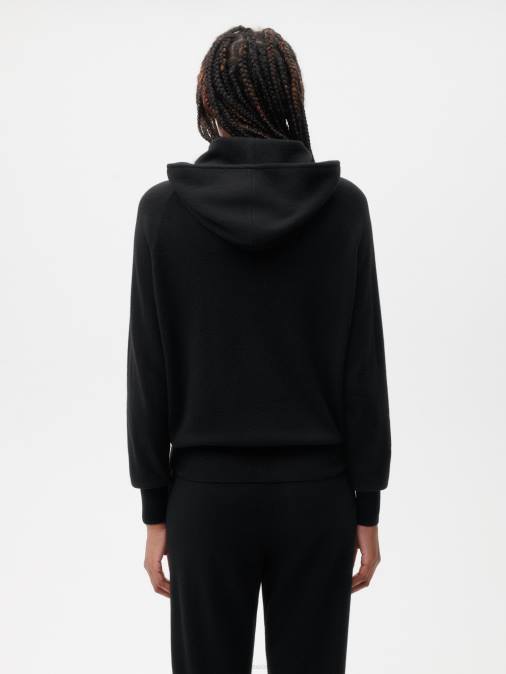 mujer sudadera con capucha de cachemira reciclada Pangaia negro ropa TDTH42