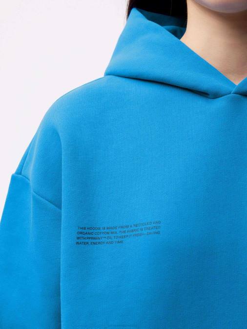 mujer sudadera con capucha de la firma Pangaia azul cerúleo ropa TDTH36