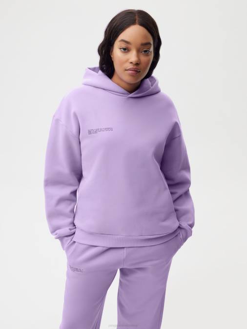 mujer sudadera con capucha de la firma Pangaia orquídea púrpura ropa TDTH22
