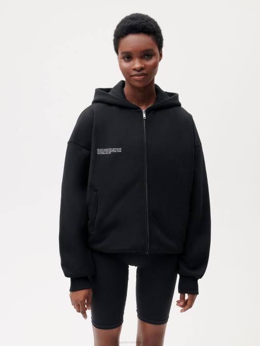 mujer sudadera con capucha y corte ancho Pangaia negro ropa TDTH59
