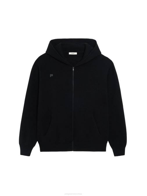 mujer sudadera con cremallera y cachemira reciclada Pangaia negro ropa TDTH44