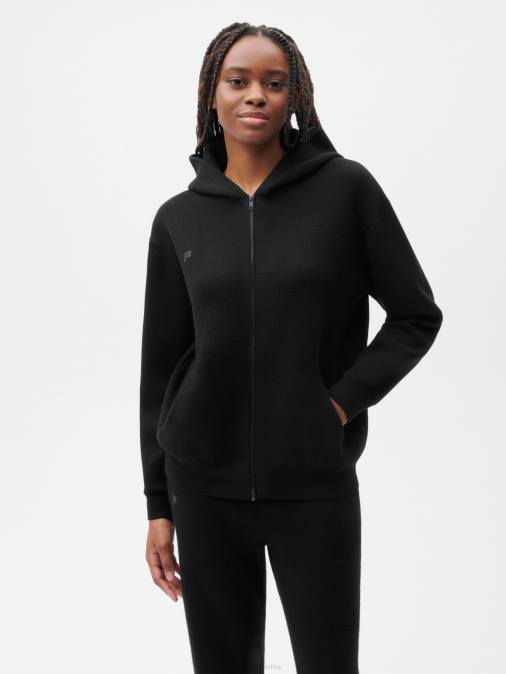 mujer sudadera con cremallera y cachemira reciclada Pangaia negro ropa TDTH44