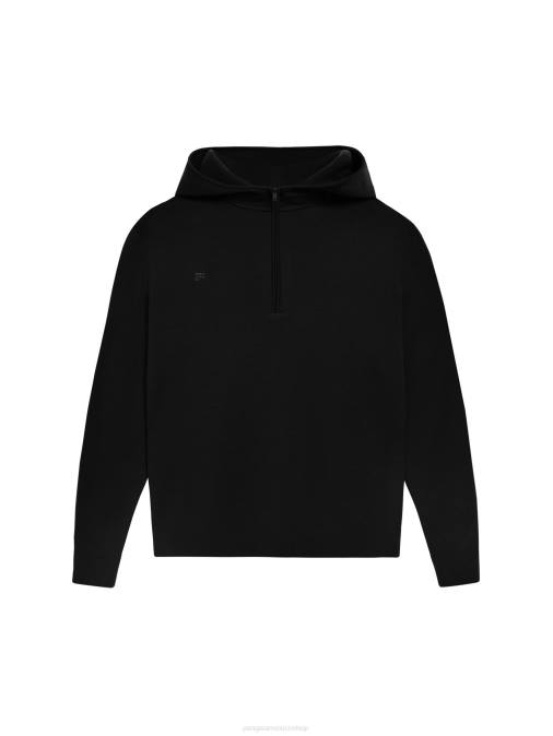 mujer sudadera con media cremallera de lana merino Pangaia negro ropa TDTH50