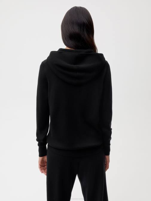 mujer sudadera con media cremallera de lana merino Pangaia negro ropa TDTH50