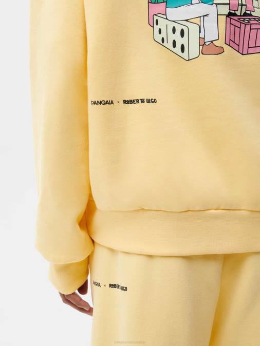 mujer sudadera x roberto lugo 365 Pangaia botón de oro amarillo ropa TDTH64