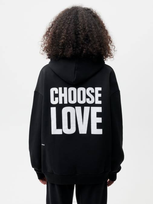 mujer x elige sudadera con capucha de la firma de amor Pangaia negro ropa TDTH62