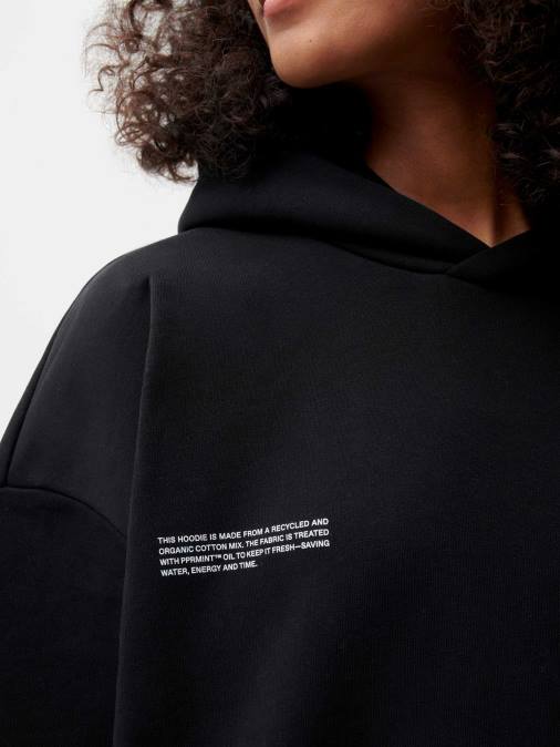 mujer x elige sudadera con capucha de la firma de amor Pangaia negro ropa TDTH62