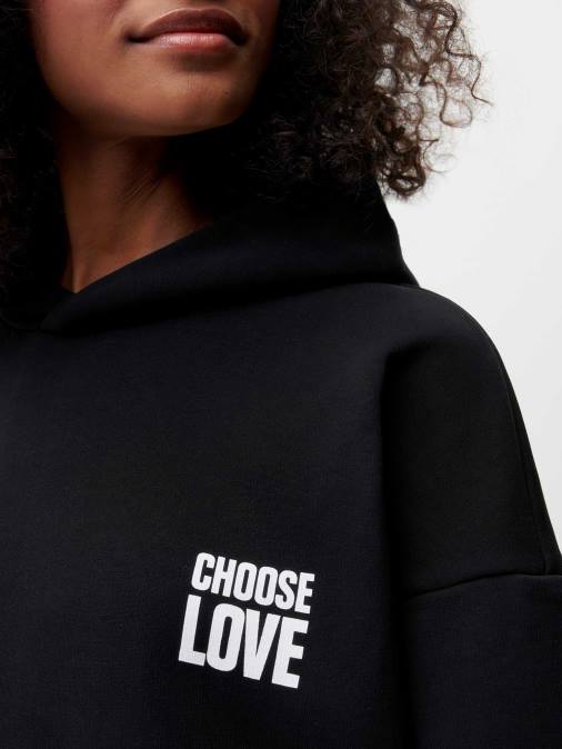 mujer x elige sudadera con capucha de la firma de amor Pangaia negro ropa TDTH62
