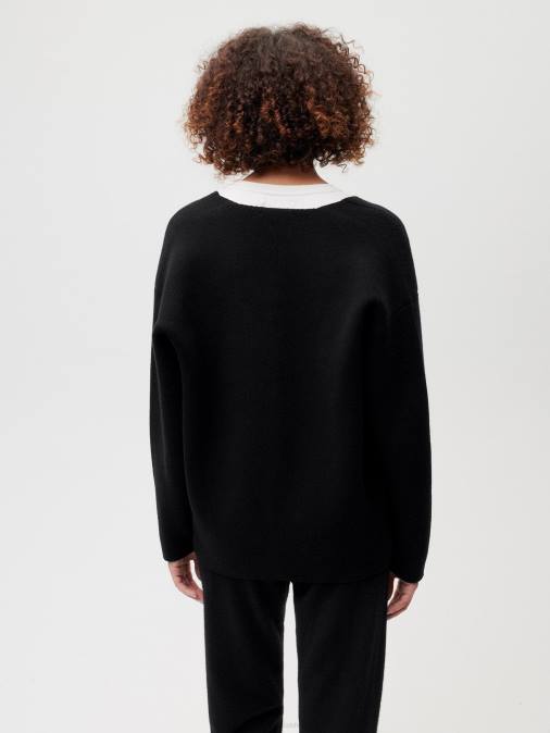 mujer cárdigan de cachemira reciclada Pangaia negro ropa TDTH84