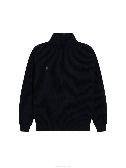 mujer embudo de cachemira reciclada - suéter de cuello Pangaia negro ropa TDTH101