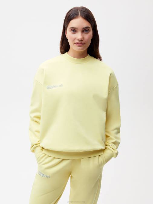 mujer en sudadera de algodón de conversión Pangaia rayo de sol amarillo ropa TDTH118
