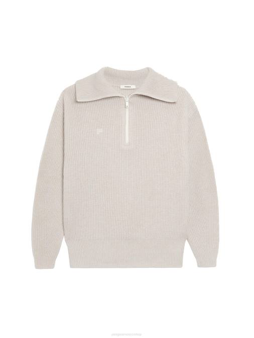 mujer jersey de cachemira reciclada con media cremallera Pangaia avena ropa TDTH102