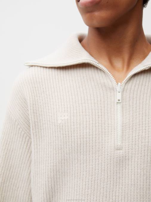 mujer jersey de cachemira reciclada con media cremallera Pangaia avena ropa TDTH102