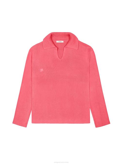 mujer suéter de punto con cuello abierto Pangaia loto rosa ropa TDTH120
