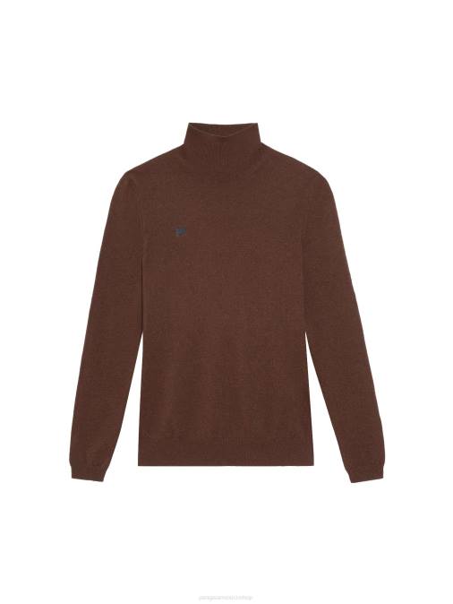 mujer top ajustado de cachemira reciclada con cuello alto Pangaia Castaño ropa TDTH121